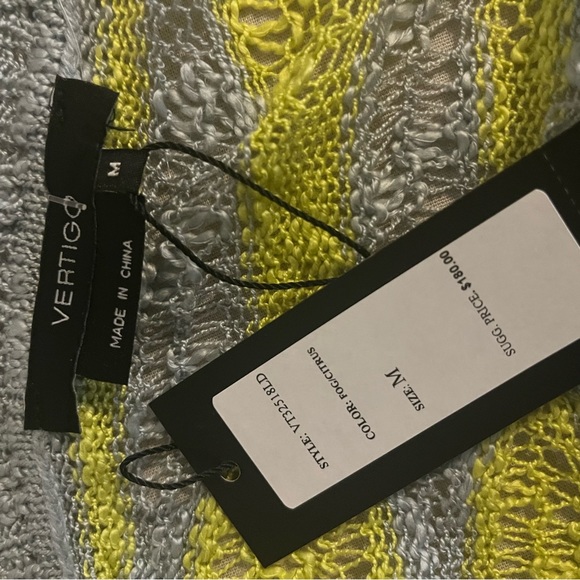 Vertigo loose Knit Maxi Dress Swimsuit Coverall Yellow Gray Size M - Picture 5 of 10